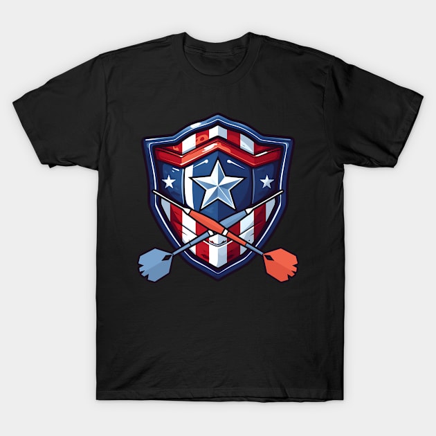 Dart Shirt | American Flag Shield Darts T-Shirt by Gawkclothing